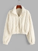 ZAFUL Manteau Fourré à Goutte Epaule en Fausse Fourrure L Blanc