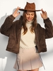 ZAFUL Manteau Fourré à Goutte Epaule L Café profond