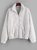ZAFUL Manteau Fourré en Fausse Fourrure avec Poches S Cendre gris