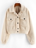 ZAFUL Manteau Fourré en Fausse Laine avec Poche S Café lumière