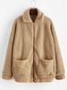 ZAFUL Manteau Fourré Zippé à Goutte Epaule avec Poche L Cassonade