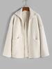 ZAFUL Manteau Fourré Zippé avec Poches en Tissu Duveteux S Blanc