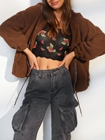 ZAFUL Manteau Goutte Epaule à Cordon S Café