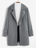 ZAFUL Manteau Tressé à Boutonnage Simple avec Poches Poitrine en Laine Mélangée Xl Gris