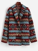 ZAFUL Manteau Tribal Imprimé avec Double Poitrine avec Poches Xl Kaki foncé