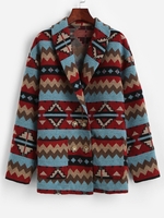 ZAFUL Manteau Tribal Imprimé avec Double Poitrine avec Poches Xl Kaki foncé