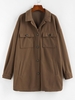 ZAFUL Manteau Tunique Goutte Epaule avec Bouton en Avant avec Poche à Rabat S Brun ours