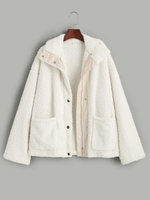 ZAFUL Manteau Zippé en Fausse Laine avec Bouton-Pression S Kaki léger