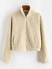 ZAFUL Manteau Zippé en Fausse Laine avec Poche S Abricot