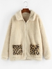 ZAFUL Manteau Zippé Léopard avec Poche en Fausse Fourrure M Abricot
