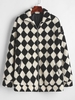 ZAFUL Manteau Zippé Losange à Goutte Epaule avec Poche Xl Noir