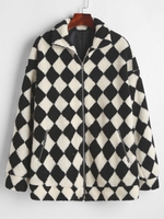 ZAFUL Manteau Zippé Losange à Goutte Epaule avec Poche Xl Noir