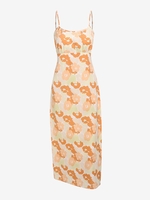 ZAFUL Maxi Robe à Bretelle à Imprimé Fleur à Lacets L Orange clair