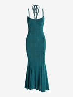 ZAFUL Maxi Robe Sirène à Col Halter en Jersey M Vert