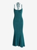 ZAFUL Maxi Robe Sirène à Col Halter en Jersey S Vert