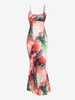 ZAFUL Maxi Robe Sirène à Imprimé Abstraite à Bretelle S Orange foncé
