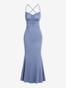 ZAFUL Maxi Robe Sirène Croisée sans Dos à Volants M Bleu clair