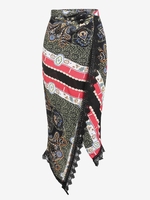 ZAFUL Maxi Robe Tordue à Imprimé Cachemire à Ourlet Au Crochet L Noir