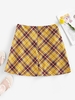 ZAFUL Mini-Jupe à Carreaux Zip en Avant Xl Jaune