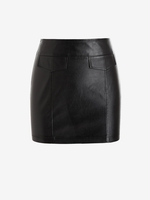 ZAFUL Mini-Jupe à Rabat Détaillé en Faux Cuir M Noir