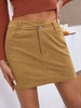 ZAFUL Mini Jupe à Taille en Velours Côtelé M Café