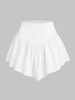 ZAFUL Mini-Jupe Asymétrique à Taille Basque S Blanc