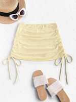 ZAFUL Mini Jupe de Plage Broderie Anglaise Sanglée L Jaune