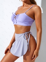 ZAFUL Mini Jupe de Plage Enveloppée Côtelée L Violet clair