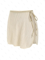ZAFUL Mini Jupe de Plage Texturée Nouée à Fente Latérale S Café lumière