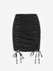 ZAFUL Mini Jupe en Couleur Unie à Lacets S Noir