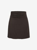ZAFUL Mini-Jupe en Couleur Unie à Taille Plissée S Café profond