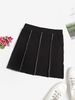 Zaful Mini Jupe en Tricot à Taille Elastique M Noir