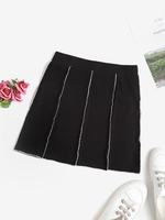 Zaful Mini Jupe en Tricot à Taille Elastique S Noir