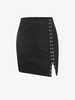 ZAFUL Mini-Jupe Fendue en Avant Au Crochet L Noir