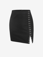 ZAFUL Mini-Jupe Fendue en Avant Au Crochet S Noir