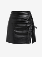 ZAFUL Mini Jupe Fendue en PU S Noir
