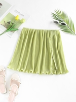 ZAFUL Mini-Jupe Fendue Plissée en Accordéon M Vert clair