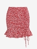 ZAFUL Mini Jupe Fleurie Plissée en Avant Ourlet à Volants M Rouge
