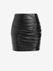 ZAFUL Mini-Jupe Moulante Plissée en PU L Noir