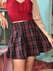 ZAFUL Mini-Jupe Plissée à Carreaux à Taille Haute Xl Rouge vineux