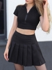 ZAFUL Mini-Jupe Plissée à Taille Haute Xl Noir