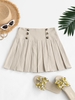 ZAFUL Mini Jupe Plissée Boutonnée S Café lumière