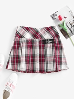 ZAFUL Mini Jupe Plissée Embellie de Boucle à Carreaux Xl