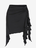 ZAFUL Mini Jupe Plissée en Métal à Volants S Noir