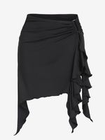 ZAFUL Mini Jupe Plissée en Métal à Volants S Noir