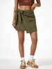 ZAFUL Mini Jupe Superposée à Taille Nouée en Couleur Unie L Vert profond
