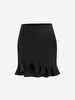 ZAFUL Mini Jupe Zip Au Dos en Couleur Unie Ourlet à Volants S Noir