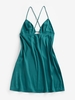 ZAFUL Mini Robe à Bretelle sans Dos en Satin S Vert profond