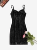 ZAFUL Mini-Robe à Col Bénitier en Velours S Noir