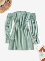 ZAFUL Mini Robe à Epaule Dénudée à Volants Xl Vert clair